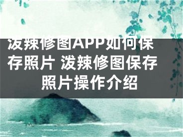 潑辣修圖APP如何保存照片 潑辣修圖保存照片操作介紹