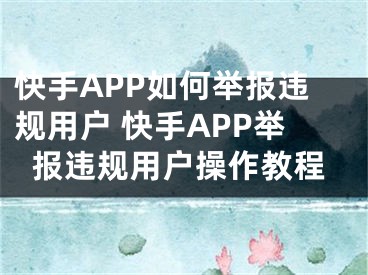 快手APP如何舉報(bào)違規(guī)用戶 快手APP舉報(bào)違規(guī)用戶操作教程