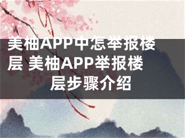 美柚APP中怎舉報(bào)樓層 美柚APP舉報(bào)樓層步驟介紹