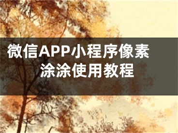 微信APP小程序像素涂涂使用教程