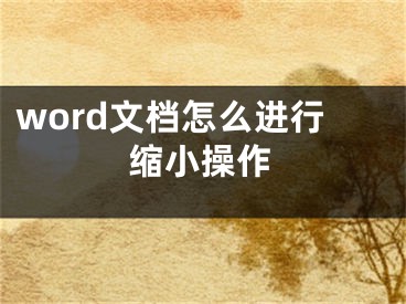 word文檔怎么進(jìn)行縮小操作