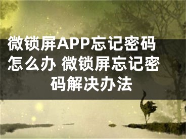 微鎖屏APP忘記密碼怎么辦 微鎖屏忘記密碼解決辦法