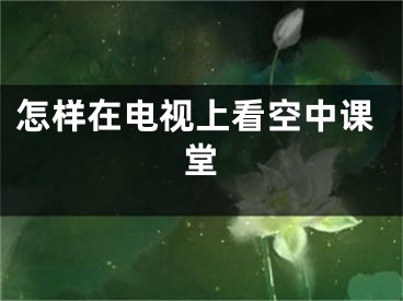 怎樣在電視上看空中課堂