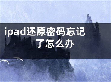 ipad還原密碼忘記了怎么辦