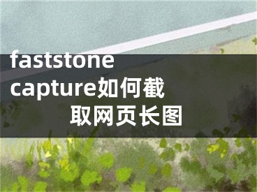 faststone capture如何截取網(wǎng)頁長圖