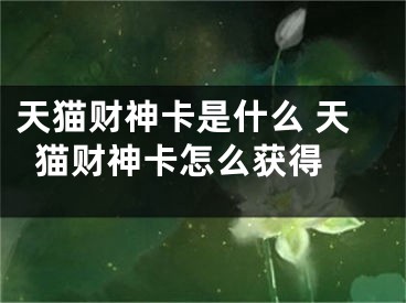 天貓財神卡是什么 天貓財神卡怎么獲得 