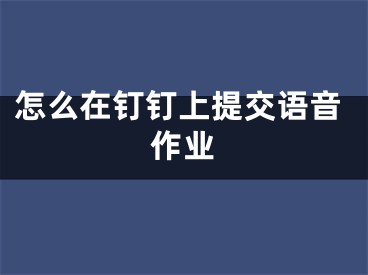 怎么在釘釘上提交語(yǔ)音作業(yè)