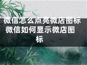 微信怎么點(diǎn)亮微店圖標(biāo) 微信如何顯示微店圖標(biāo) 