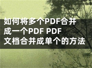 如何將多個(gè)PDF合并成一個(gè)PDF PDF文檔合并成單個(gè)的方法