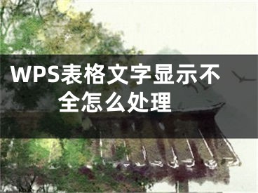 WPS表格文字顯示不全怎么處理 