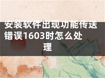 安裝軟件出現(xiàn)功能傳送錯(cuò)誤1603時(shí)怎么處理 