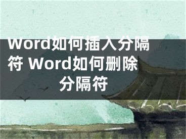 Word如何插入分隔符 Word如何刪除分隔符 