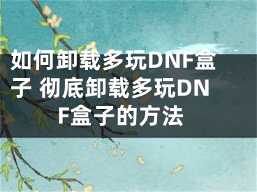 如何卸載多玩DNF盒子 徹底卸載多玩DNF盒子的方法