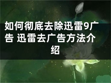 如何徹底去除迅雷9廣告 迅雷去廣告方法介紹