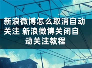 新浪微博怎么取消自動關注 新浪微博關閉自動關注教程