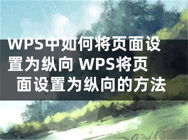 WPS中如何將頁面設(shè)置為縱向 WPS將頁面設(shè)置為縱向的方法