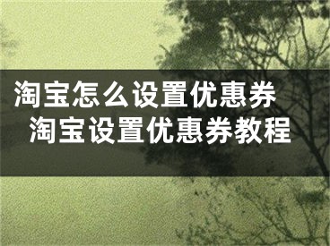 淘寶怎么設(shè)置優(yōu)惠券 淘寶設(shè)置優(yōu)惠券教程