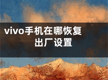 vivo手機(jī)在哪恢復(fù)出廠設(shè)置