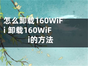 怎么卸載160WiFi 卸載160WiFi的方法