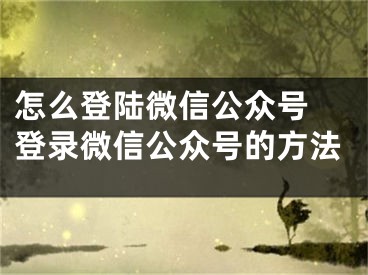 怎么登陸微信公眾號(hào) 登錄微信公眾號(hào)的方法