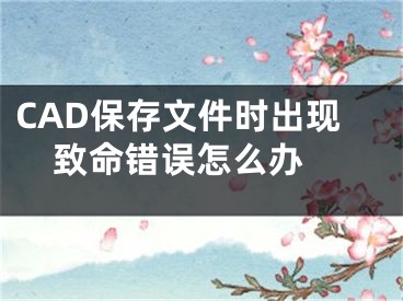 CAD保存文件時(shí)出現(xiàn)致命錯(cuò)誤怎么辦 