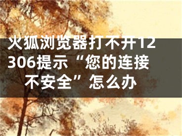 火狐瀏覽器打不開12306提示“您的連接不安全”怎么辦 