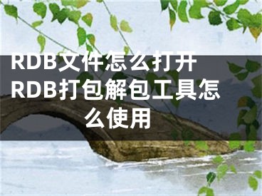 RDB文件怎么打開 RDB打包解包工具怎么使用 