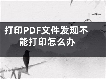 打印PDF文件發(fā)現(xiàn)不能打印怎么辦 