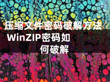 壓縮文件密碼破解方法 WinZIP密碼如何破解