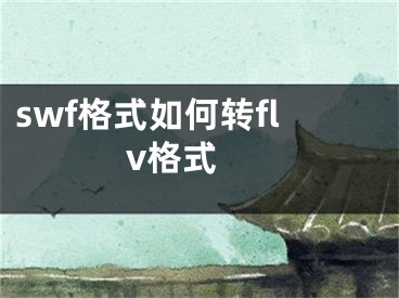 swf格式如何轉(zhuǎn)flv格式 