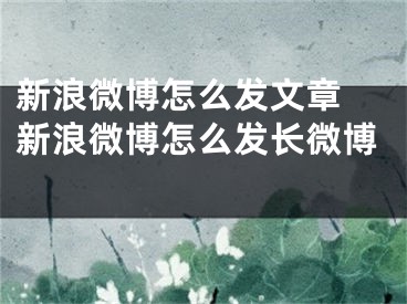 新浪微博怎么發(fā)文章 新浪微博怎么發(fā)長微博 