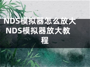 NDS模擬器怎么放大 NDS模擬器放大教程