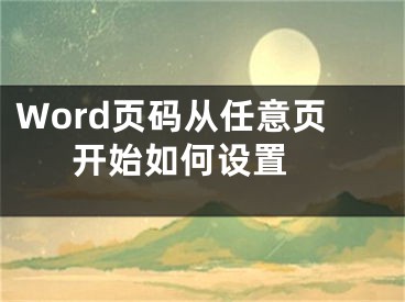 Word頁(yè)碼從任意頁(yè)開(kāi)始如何設(shè)置 