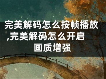 完美解碼怎么按幀播放 ,完美解碼怎么開啟畫質(zhì)增強