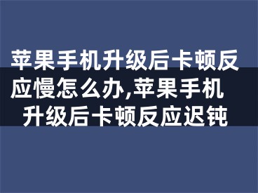 蘋果手機升級后卡頓反應(yīng)慢怎么辦,蘋果手機升級后卡頓反應(yīng)遲鈍