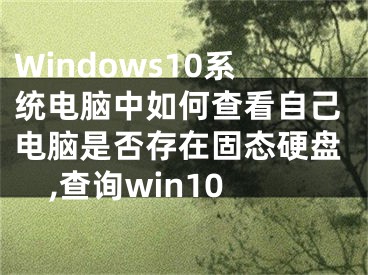 Windows10系統(tǒng)電腦中如何查看自己電腦是否存在固態(tài)硬盤,查詢win10