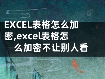 EXCEL表格怎么加密,excel表格怎么加密不讓別人看