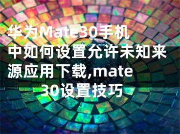 華為Mate30手機(jī)中如何設(shè)置允許未知來(lái)源應(yīng)用下載,mate30設(shè)置技巧