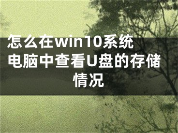 怎么在win10系統(tǒng)電腦中查看U盤的存儲(chǔ)情況