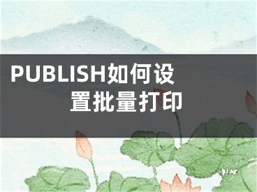 PUBLISH如何設(shè)置批量打印