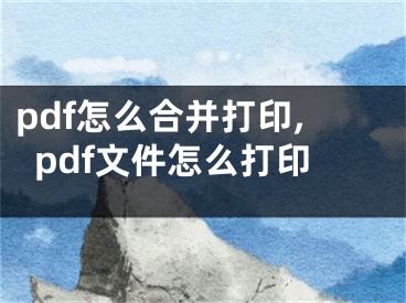 pdf怎么合并打印,pdf文件怎么打印