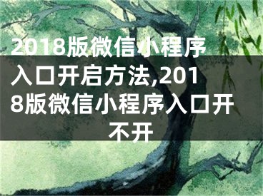 2018版微信小程序入口開啟方法,2018版微信小程序入口開不開