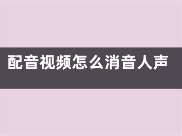 配音視頻怎么消音人聲