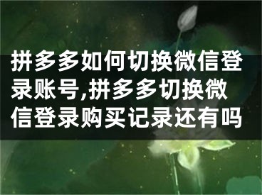 拼多多如何切換微信登錄賬號,拼多多切換微信登錄購買記錄還有嗎