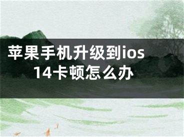 蘋果手機升級到ios14卡頓怎么辦