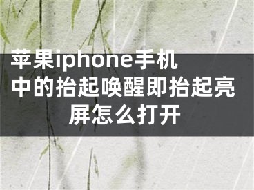 蘋果iphone手機(jī)中的抬起喚醒即抬起亮屏怎么打開