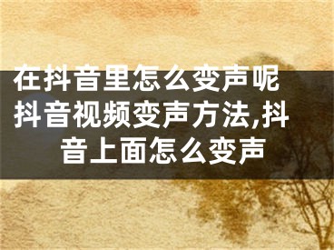 在抖音里怎么變聲呢 抖音視頻變聲方法,抖音上面怎么變聲