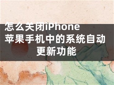 怎么關(guān)閉iPhone蘋(píng)果手機(jī)中的系統(tǒng)自動(dòng)更新功能