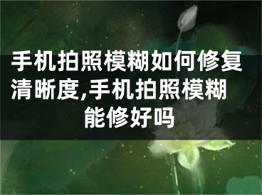 手機拍照模糊如何修復(fù)清晰度,手機拍照模糊能修好嗎