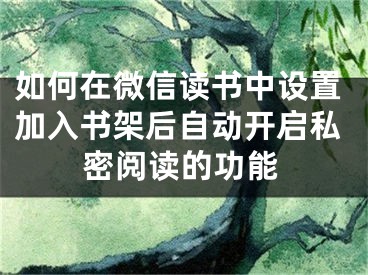 如何在微信讀書中設置加入書架后自動開啟私密閱讀的功能